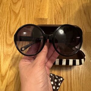 Vintage Henri Bendel Chic Black Round Sunglasses